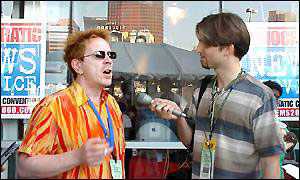 John with Kevin Anderson at Democratic Party Convention in LA, August 15th 2000 © unknown