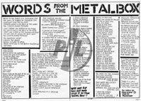 Zig Zag - Metal Box Lyric Sheet